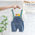 Spring and Autumn Girls Casual Denim Straps Two-Piece Set
